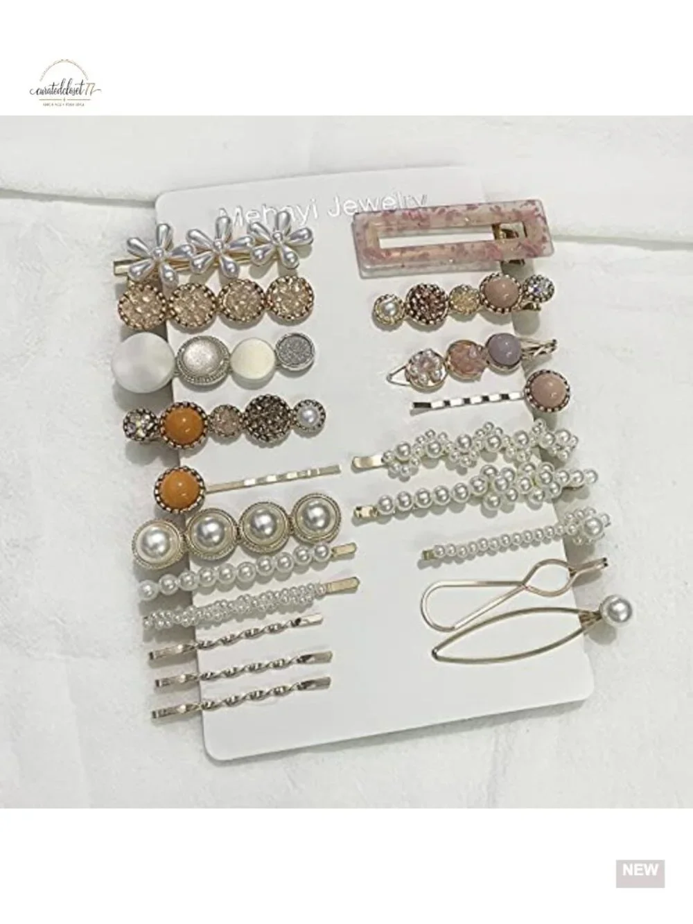 20 Pearl Hair Clips Acrylic Resin Barrettes Bobby Pins Metal Alloy Hair Styling